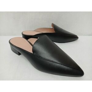 Cole Haan Piper Mules Black Leather Pointed Toe Block Heel W12888 Womens Size 9B